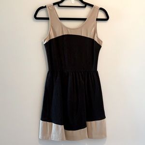 Black and Tan sleeveless A-Line dress